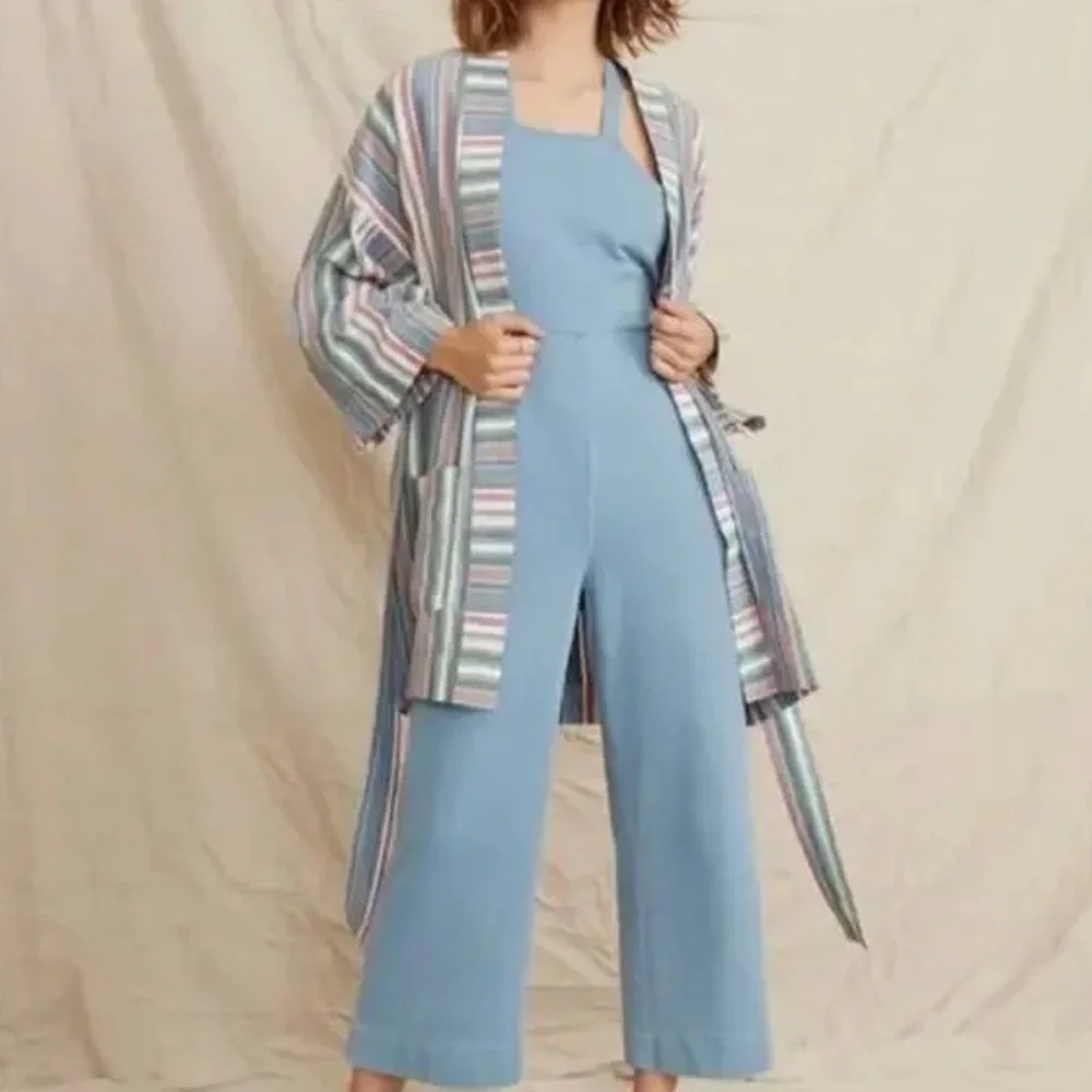 NWT MARINE LAYER Wide Leg Cropped Jumpsuit Size 10 - Picture 4 of 15